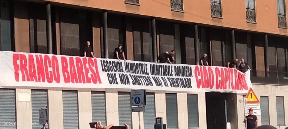 FOTO – Lo striscione della Curva Sud per Franco Baresi: “Leggenda immortale, inimitabile bandiera”